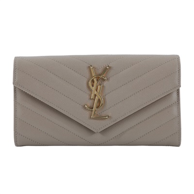 聖羅蘭 YSL SAINT LAURENT Cassandre Matelassé 粒面壓紋皮革 大型 翻蓋錢包 長夾 金色五金 372264BOW01  原廠盒子/防塵袋