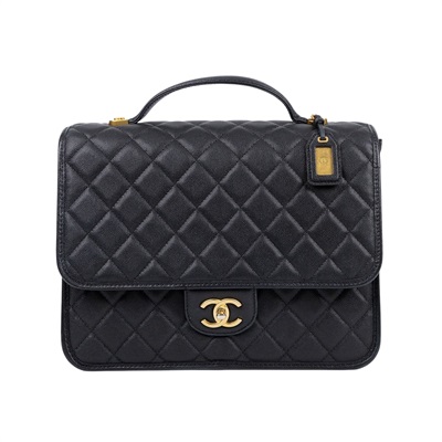 香奈兒 CHANEL 菱格紋 後背包 大型 AS3662 晶片款 黑荔枝皮大書包 原廠盒子/防塵袋