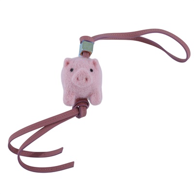 羅意威 LOEWE 豬仔造型吊飾 C621232XBD 粉豬毛氈吊飾 防塵袋