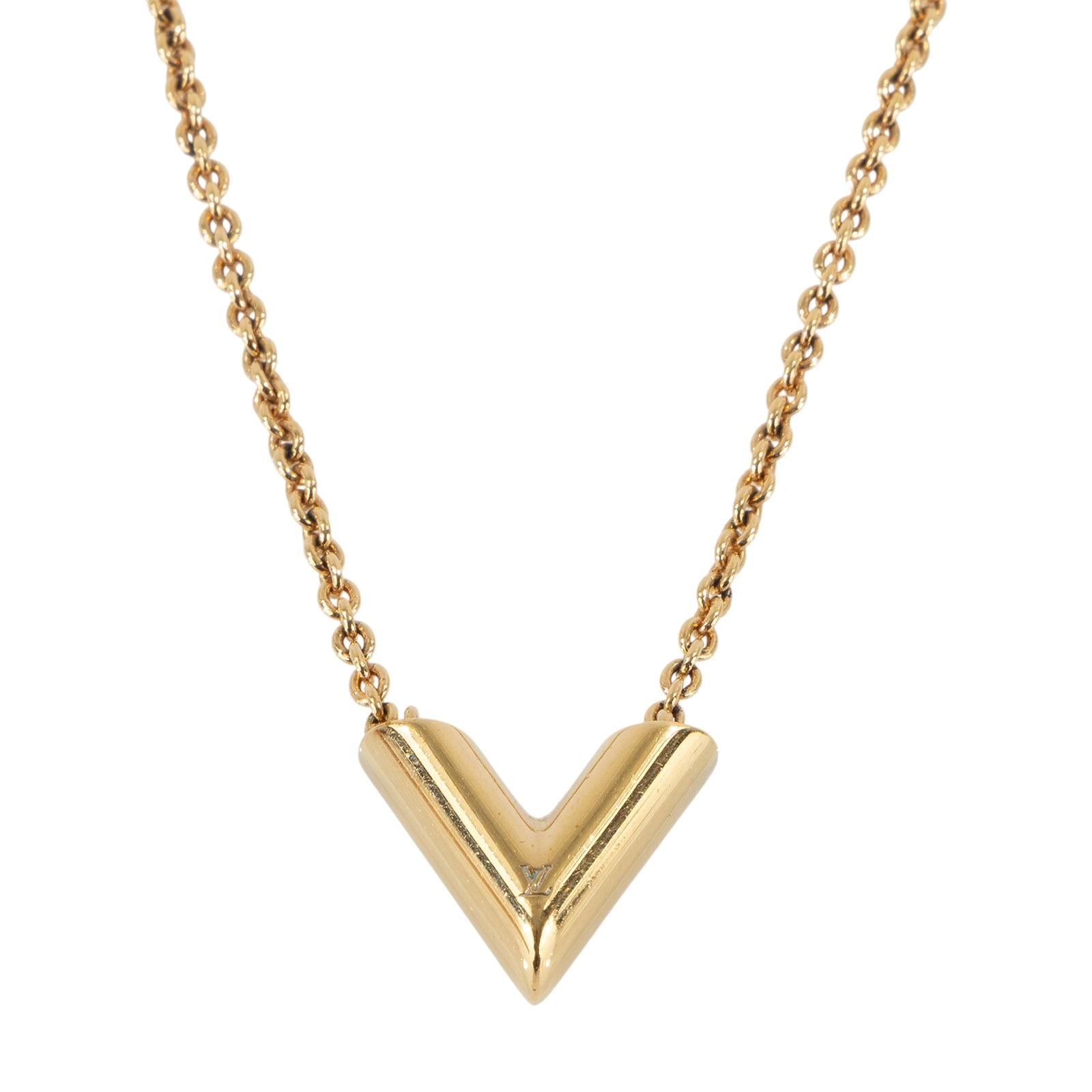 路易威登 LOUIS VUITTON Essential V 項鏈 金屬色 M61083 金色V字項鍊 原廠盒子/防塵袋