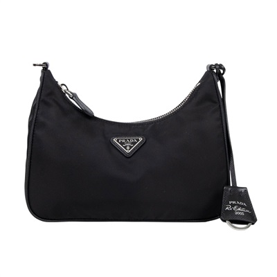 普拉達 PRADA Re-Edition 2005 Re-Nylon 手袋 1BH204_R064 黑銀三合一尼龍肩背包 防塵袋/保證卡/背帶/內袋