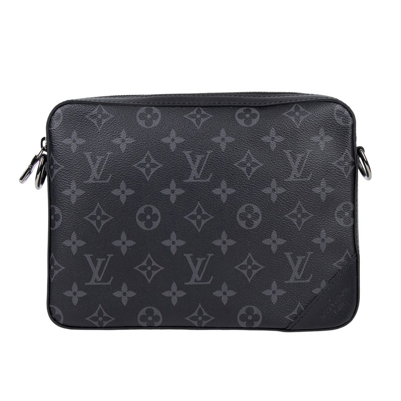 路易威登 LOUIS VUITTON Trio 郵差包 Eclipse帆布 黑色 灰色 M69443 晶片款  購買證明影本/原廠盒子/內袋 /背帶