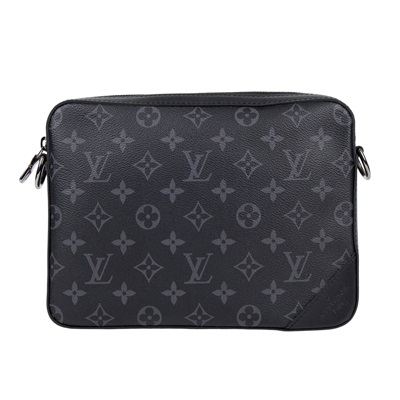 路易威登 LOUIS VUITTON Trio 郵差包 Eclipse帆布 黑色 灰色 M69443 晶片款  購買證明影本/原廠盒子/內袋 /背帶