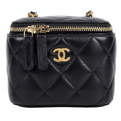 香奈兒 CHANEL Vavnity 金球 斜背 化妝包 AP1447 29開黑羊皮金球化妝包 原廠盒子/防塵袋/保證卡