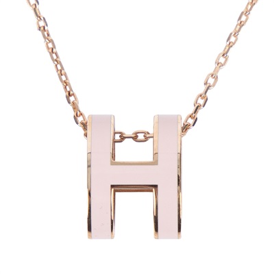 愛馬仕 Hermes Pop H 墜飾 糖衣粉 H147991FO85 /ST 01 69 粉金POP項鍊 原廠盒子/防塵袋