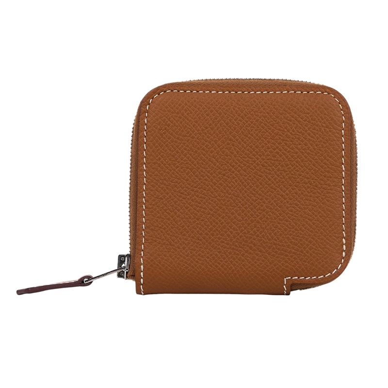 愛馬仕 Hermes SilkIn 拉鍊 絲巾 零錢包 SILKC C刻 金棕絲巾零錢包 原廠盒子