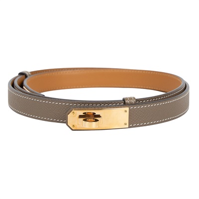 愛馬仕 Hermes Kelly 18 腰帶 大象灰 玫瑰金色五金 大象灰  H069853CD18 /H069853CD  防塵袋/原廠盒子/購買證明影本