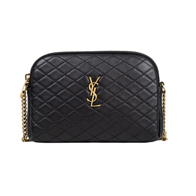 聖羅蘭 YSL SAINT LAURENT Gaby 絎縫小羊皮 拉鏈小袋 金色五金 7336671EL07 黑金Gaby貝殼包 原廠盒子