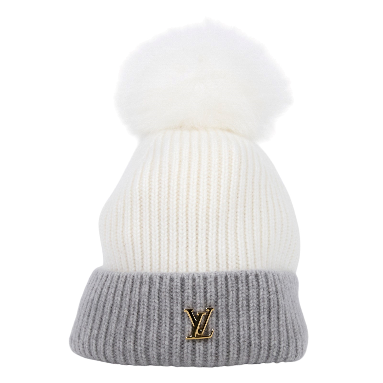 路易威登 LOUIS VUITTON LV Cold Spark 毛帽 M79255 灰白毛球毛帽 無附屬品