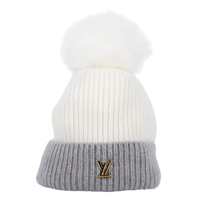 路易威登 LOUIS VUITTON LV Cold Spark 毛帽 M79255 灰白毛球毛帽 無附屬品