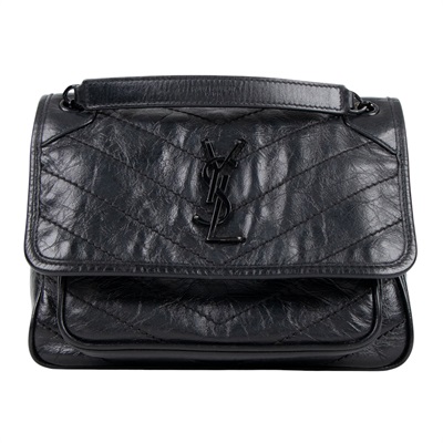 聖羅蘭 YSL SAINT LAURENT Niki 復古小牛皮 Baby 斜背 翻蓋包 6331850EN08 黑NIKI BABY 原廠盒子/防塵袋