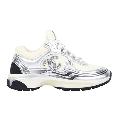 香奈兒 CHANEL CC 跑鞋 G39792_37 銀白運動鞋 原廠盒子/防塵袋/灰色鞋帶