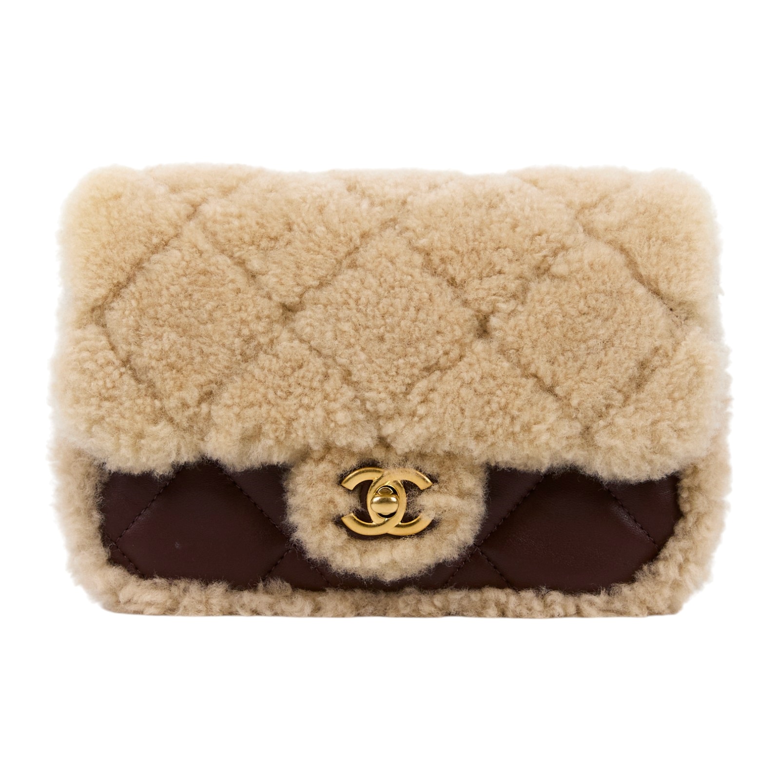 香奈兒 CHANEL MINI FLAP BAG CF 口蓋包 AS5148 B18194 晶片款 咖毛毛泰迪方胖 原廠盒子/防塵袋/購買證明影本