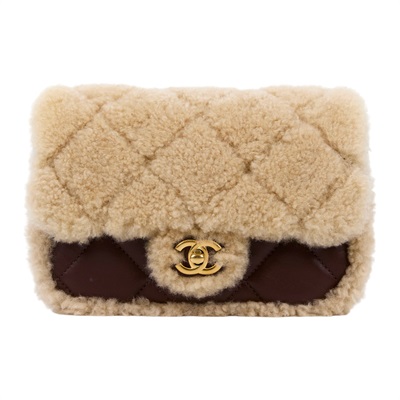 香奈兒 CHANEL MINI FLAP BAG CF 口蓋包 AS5148 B18194 晶片款 咖毛毛泰迪方胖 原廠盒子/防塵袋/購買證明影本