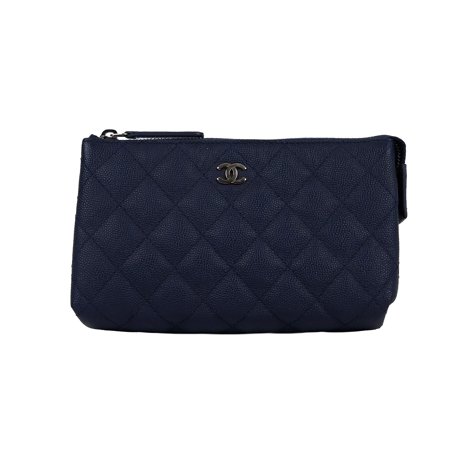 香奈兒 CHANEL 菱格紋 手拿包  25開 深藍荔枝POUCH 原廠盒子/防塵袋/保證卡