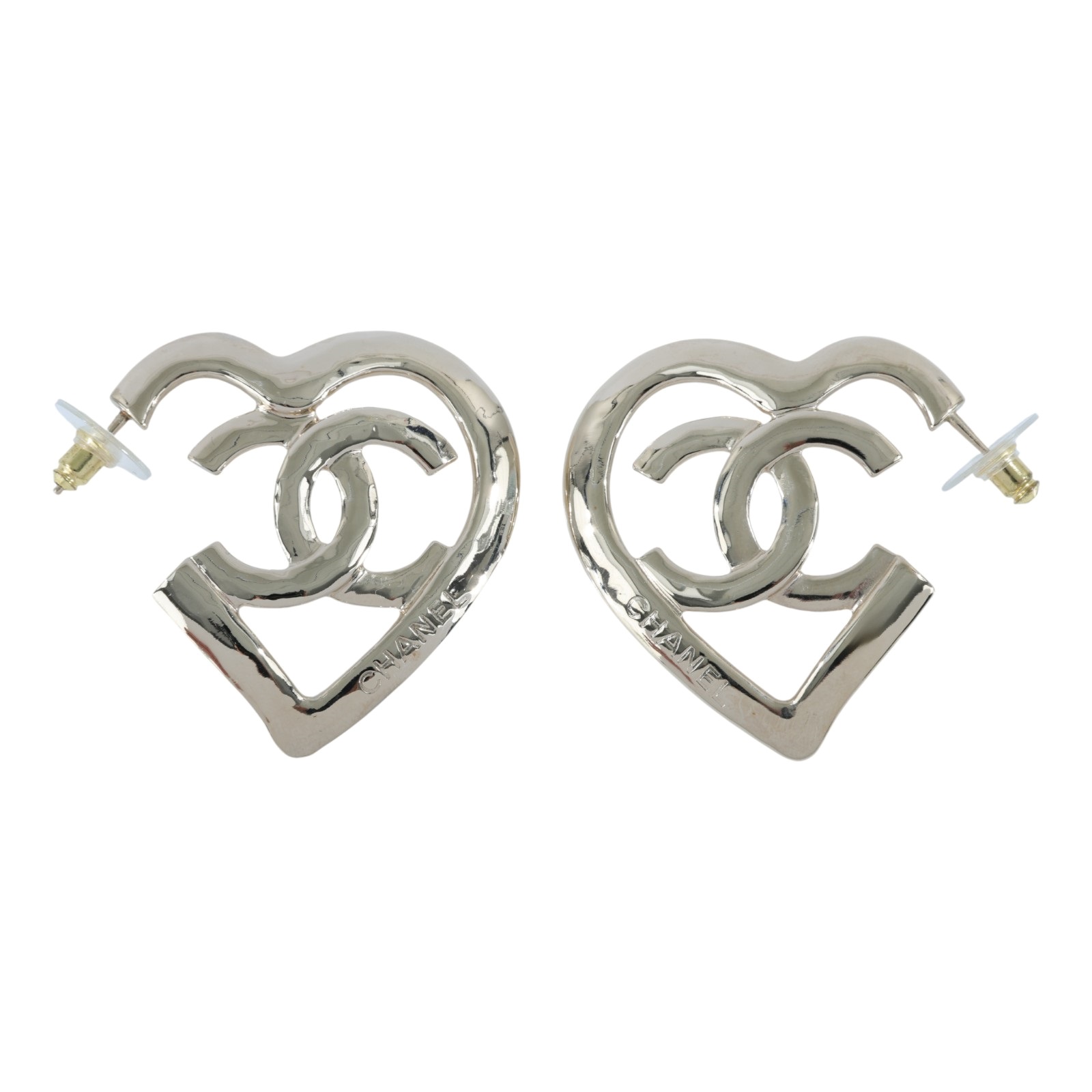 香奈兒 CHANEL CC LOGO 耳環 耳釘 B22/P 金愛心LOGO耳環 原廠盒子/內襯