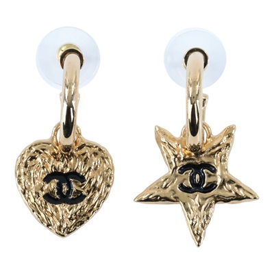 香奈兒 CHANEL CC LOGO 耳環 耳釘 B24//P 金色星星耳環 原廠盒子/內襯