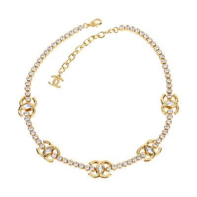 香奈兒 CHANEL CC LOGO 水鑽 項鍊 鎖骨鍊 B23/A 金色水鑽項鍊 原廠盒子/內襯