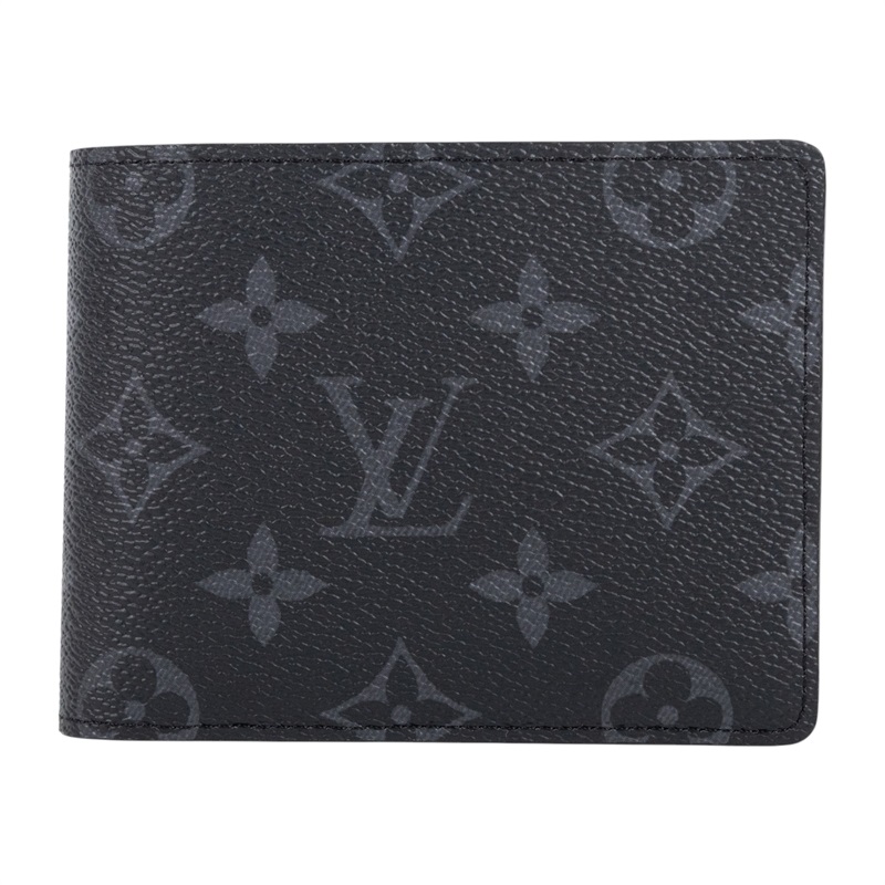 路易威登 LOUIS VUITTON Multiple Eclipse帆布 錢包 短夾 M61695 晶片款 黑原花二折短夾 原廠盒子/防塵袋