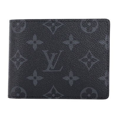 路易威登 LOUIS VUITTON Multiple Eclipse帆布 錢包 短夾 M61695 晶片款 黑原花二折短夾 原廠盒子/防塵袋