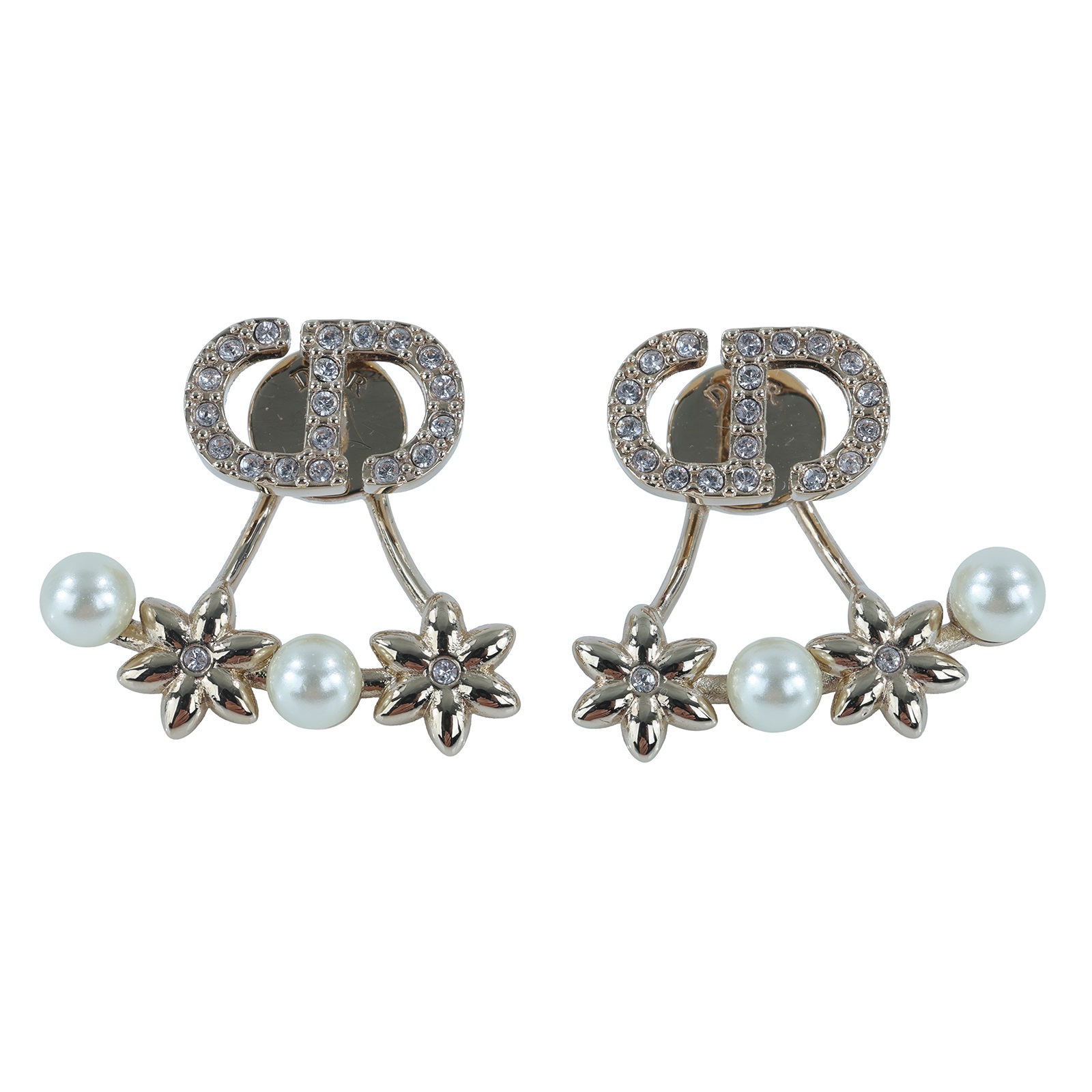 迪奧 CHRISTIAN DIOR Petit CD Daisy 耳釘 E4380WOMCY_D03S 金色水鑽CD耳環 原廠盒子/防塵袋