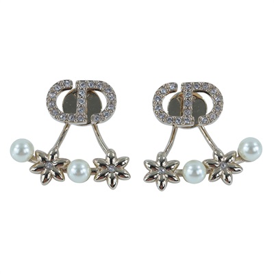 迪奧 CHRISTIAN DIOR Petit CD Daisy 耳釘 E4380WOMCY_D03S 金色水鑽CD耳環 原廠盒子/防塵袋