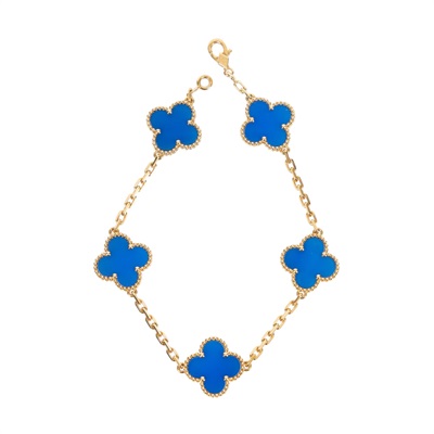 梵克雅寶 Van Cleef & Arpels Vintage Alhambra手鍊 5枚四葉幸運圖騰 VCARP34900  原廠盒子/證書