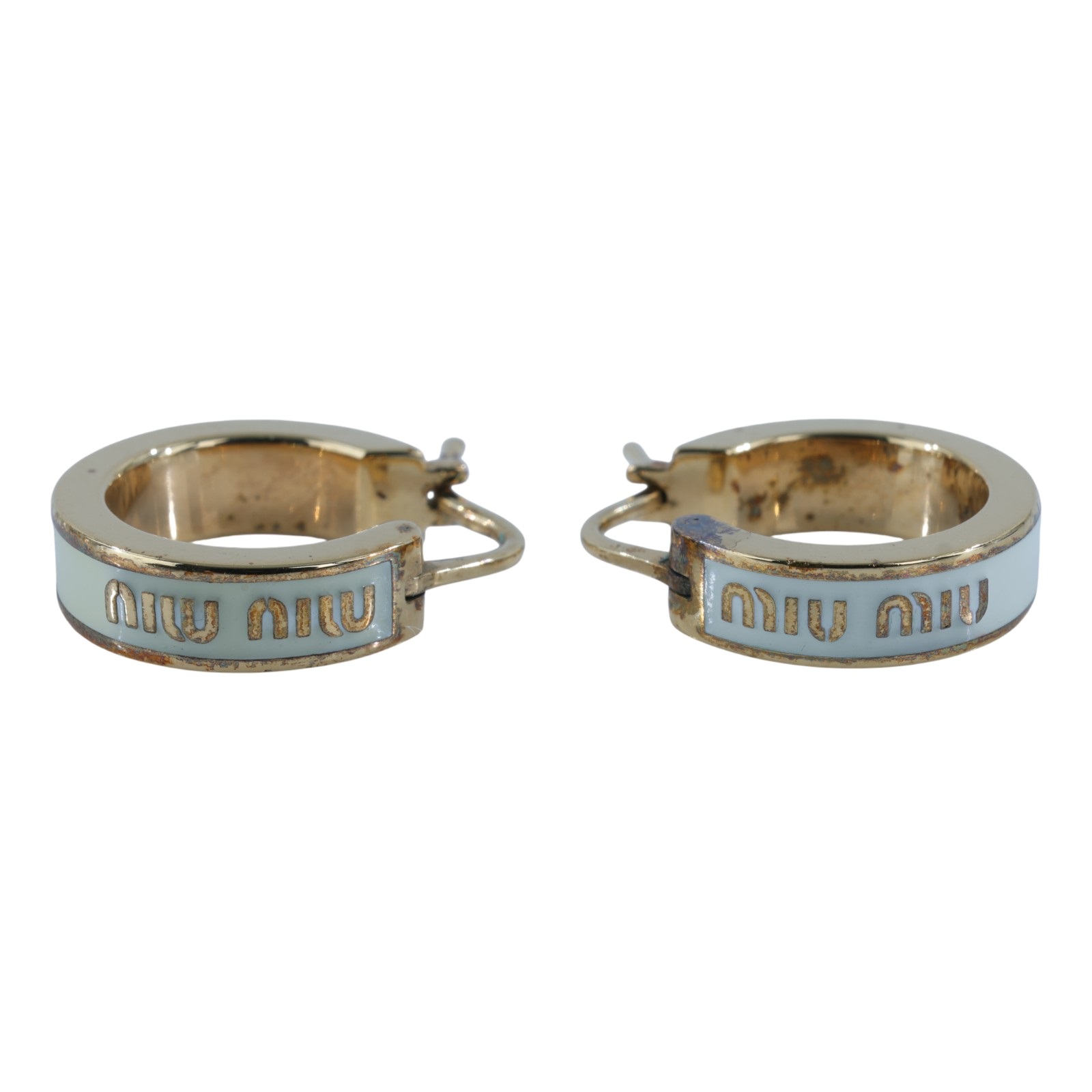 繆繆 MIU MIU 搪瓷 金屬 耳環 5IO103_2F6T 白金LOGO耳環 原廠盒子/保卡