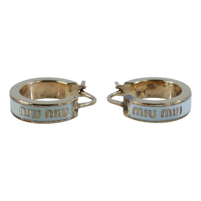 繆繆 MIU MIU 搪瓷 金屬 耳環 5IO103_2F6T 白金LOGO耳環 原廠盒子/保卡