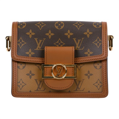 路易威登 LOUIS VUITTON Mini Dauphine Reverse皮革飾邊 迷你 達芙妮 肩背 斜背包 M44580  原廠盒子/防塵袋