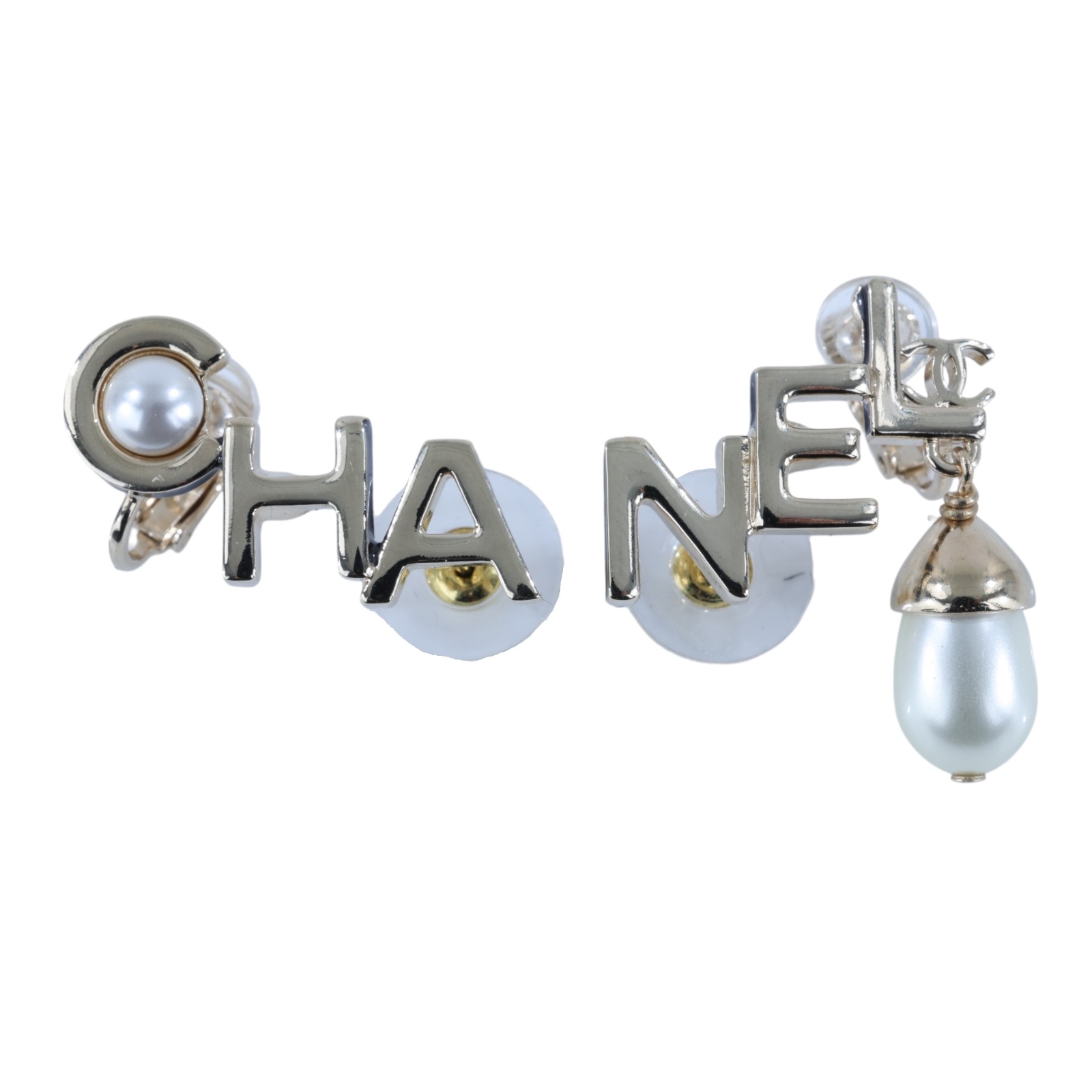 香奈兒 CHANEL 珍珠 耳環 耳釘 A22K 金字母耳環 原廠盒子/底襯