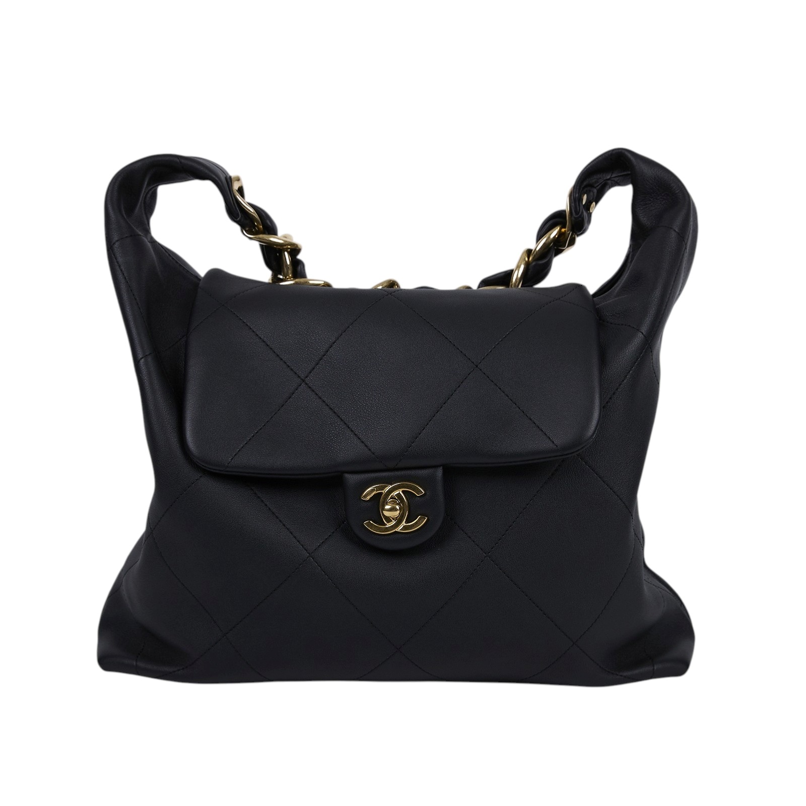 香奈兒 CHANEL 流浪包 Ｍaxi Hobo Bag 超大型 肩背包 AS5838 晶片款 黑牛皮超大型流浪包 原廠盒子/防塵袋/購買證明