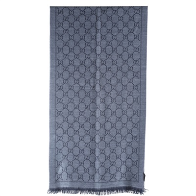 古馳 GUCCI GG 披肩 圍巾 133483 3G200 黑灰色GG圍巾 無附屬品