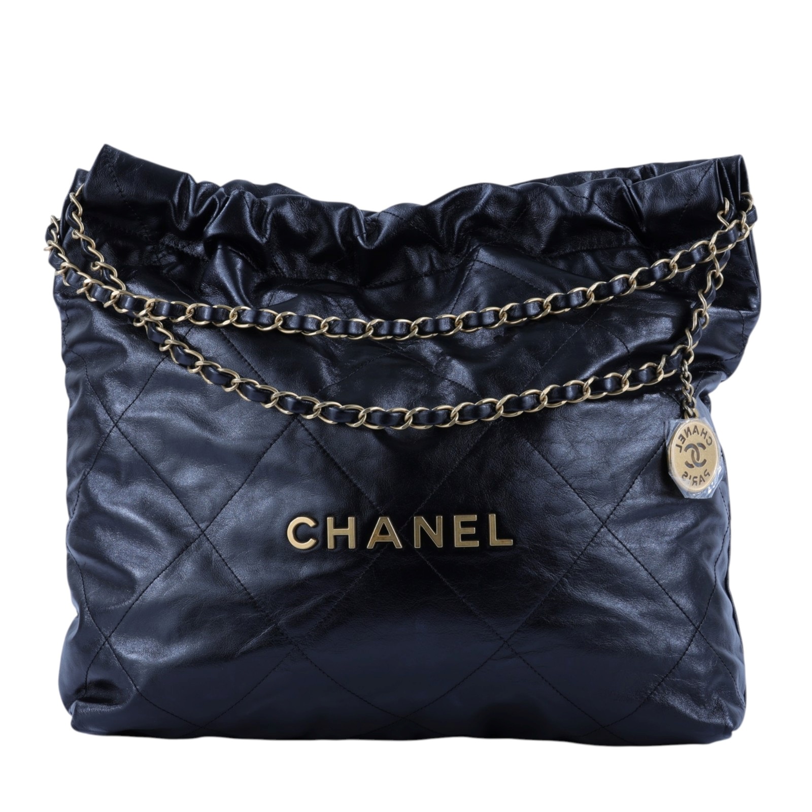 香奈兒 CHANEL 22 中型 束口包 AS3261 B19059 晶片款 黑金22包 中號 原廠盒子/防塵袋/購買證明影本/內袋