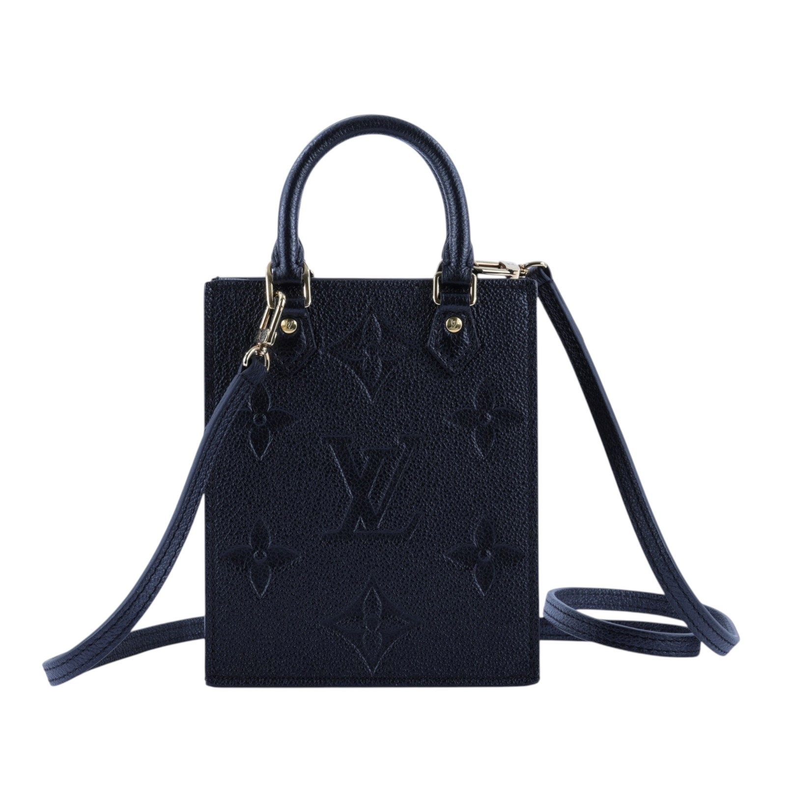 路易威登 LOUIS VUITTON Petit Sac Plat 黑色壓紋 迷你 琴譜包 M81417 晶片款 黑原花壓紋琴譜包 背帶