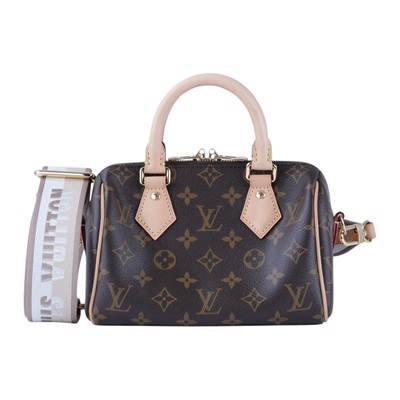 路易威登 LOUIS VUITTON Speedy Bandoulière 20 米色 帆布 手提 斜背 波士頓包 M46222 晶片款  背帶/鎖組/防塵袋