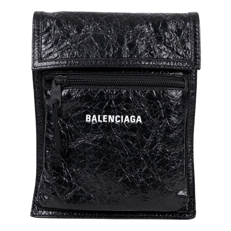 巴黎世家 BALENCIAGA Explorer 小型 小包 6559821VG7X 黑油蠟皮手機包 防塵袋