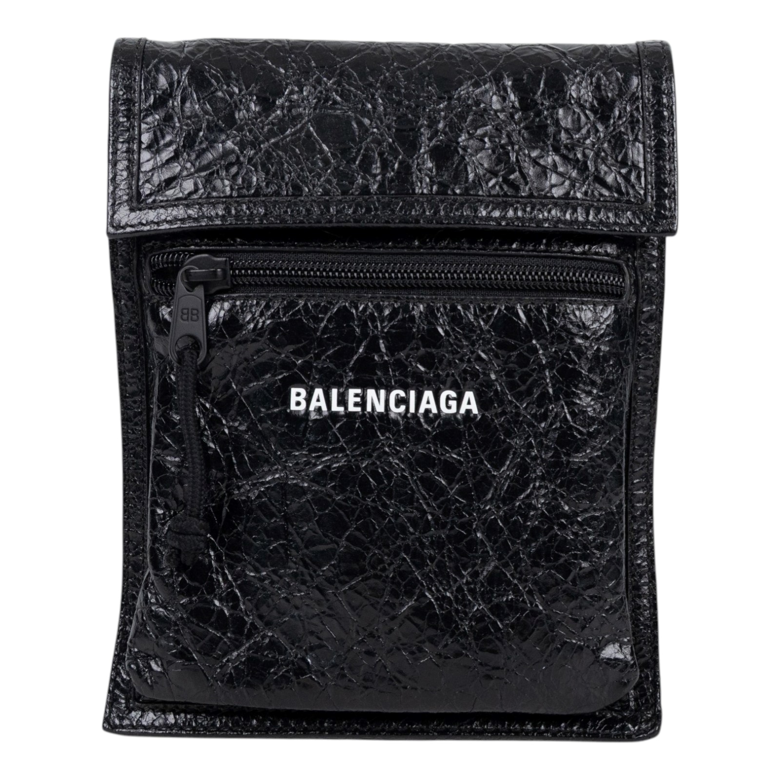 巴黎世家 BALENCIAGA Explorer 小型 小包 6559821VG7X 黑油蠟皮手機包 防塵袋