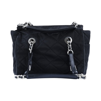 普拉達 PRADA Tessuto Nylon 肩背包 托特包 BR2236 黑菱格托特鍊包 防塵袋/保證卡