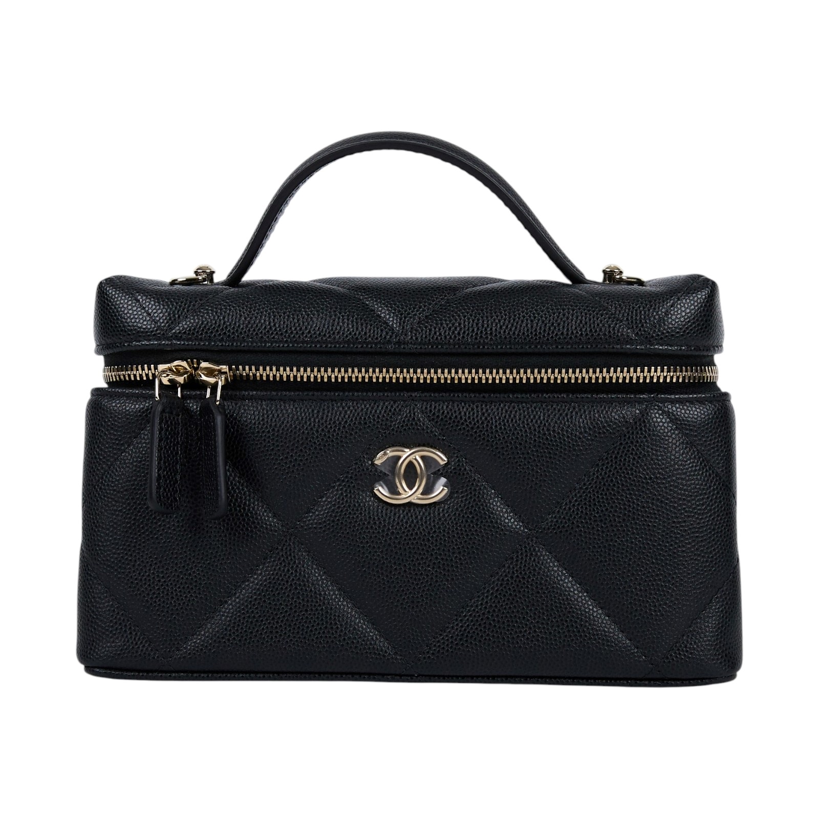 香奈兒 CHANEL CC LOGO 化妝盒 化妝箱 斜背包 手提包 AP4936 B22105 晶片款 黑金荔枝VANITY CASE 原廠盒子/防塵袋/購買證明影本