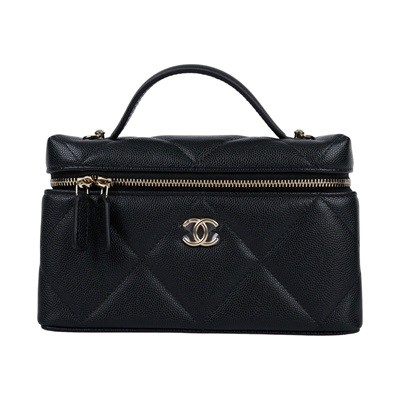 香奈兒 CHANEL CC LOGO 化妝盒 化妝箱 斜背包 手提包 AP4936 B22105 晶片款 黑金荔枝VANITY CASE 原廠盒子/防塵袋/購買證明影本