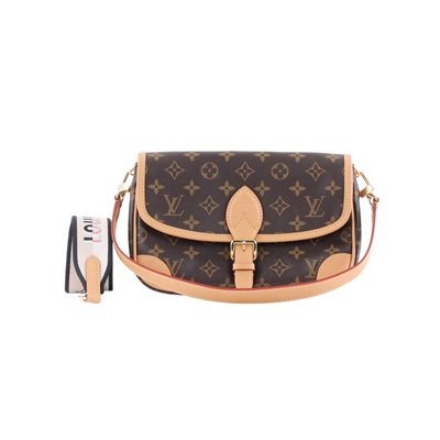 路易威登 LOUIS VUITTON Diane 腋下包法棍 單肩背包 經典帆布 M45985 晶片款 原花DIANE 防塵袋/背帶