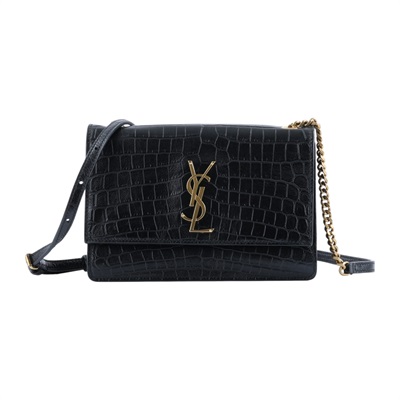 聖羅蘭 YSL SAINT LAURENT 斜背包 515822_Crocembossed 黑鱷魚壓紋WOC 防塵袋