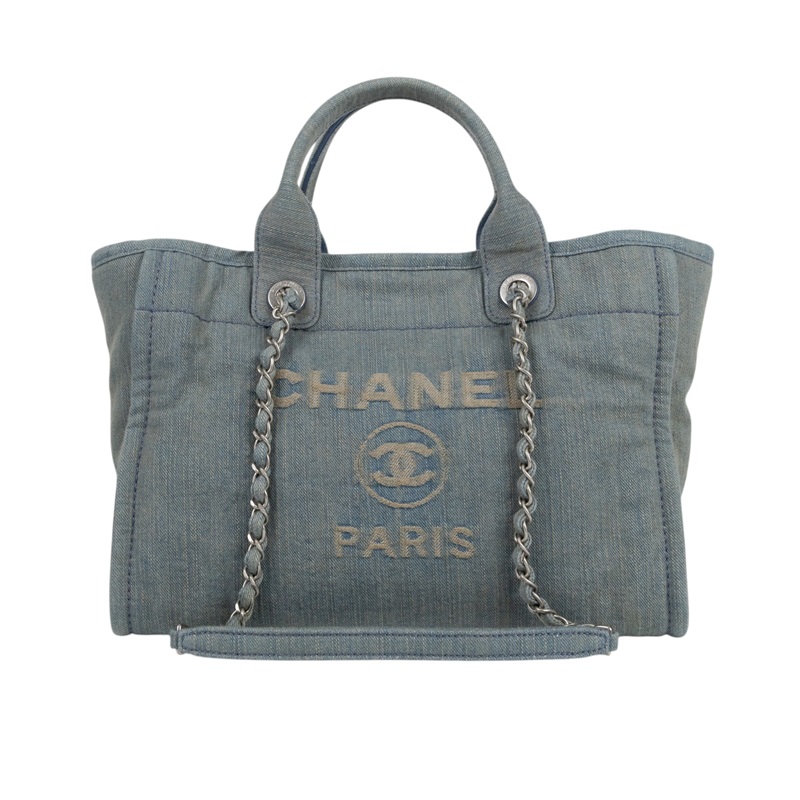 香奈兒 CHANEL 海灘包 小型 AS3257 B10675 晶片款 單寧做舊沙灘包 原廠盒子/防塵袋/購買證明/內袋