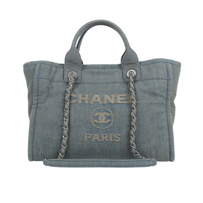 香奈兒 CHANEL 海灘包 小型 AS3257 B10675 晶片款 單寧做舊沙灘包 原廠盒子/防塵袋/購買證明/內袋
