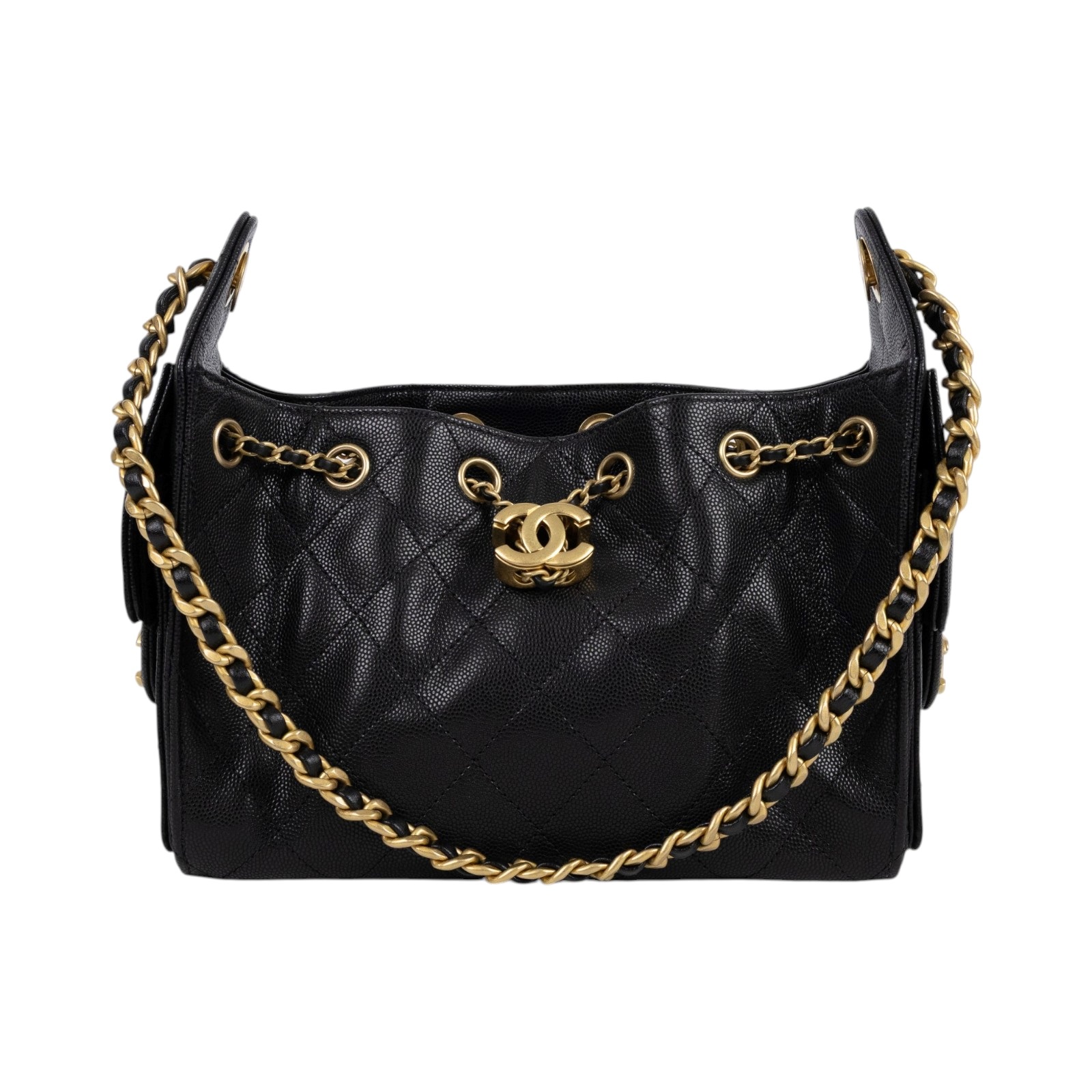 香奈兒 CHANEL 25 迷你包 AS5631 晶片款 黑金荔枝25包 MINI 原廠盒子/防塵袋