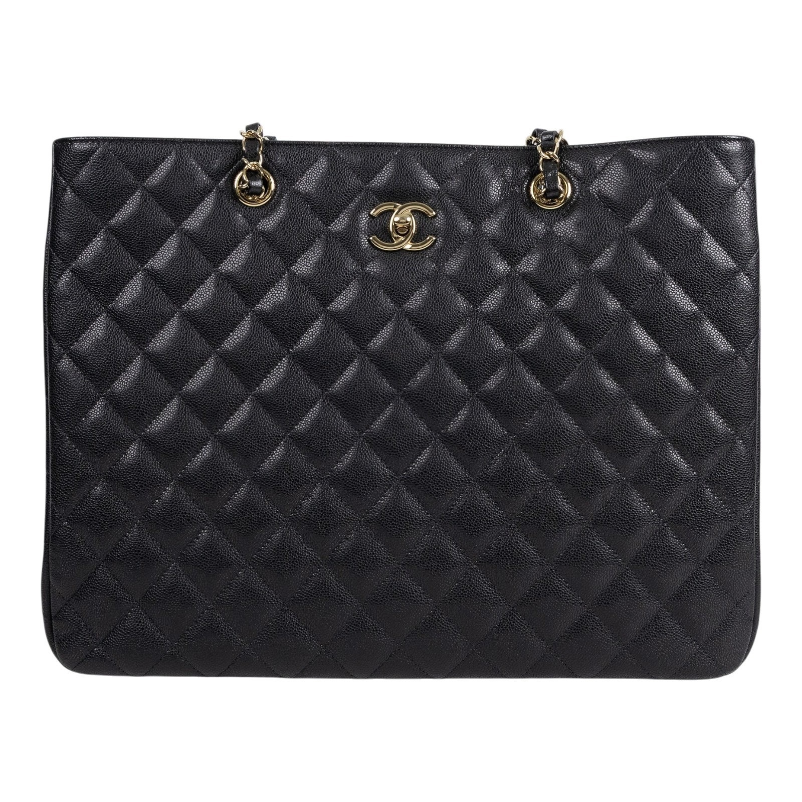 香奈兒 CHANEL CC logo 肩背 托特包 A91046 晶片款 黑荔枝LARGE TOTE 防塵袋/小冊
