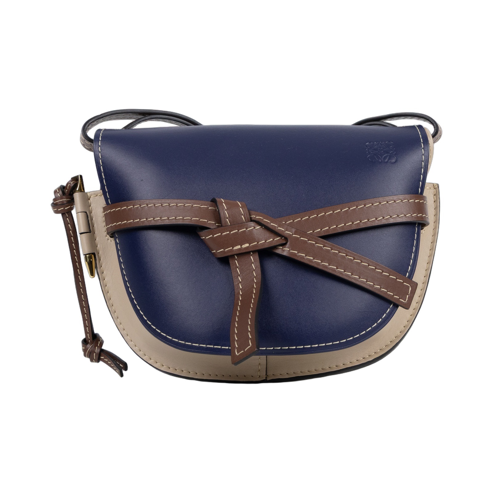 羅意威 LOEWE Gate SMALL 肩背包 斜背包 馬鞍包 321.54.T20 深藍拚米色GATE SMALL 防塵袋