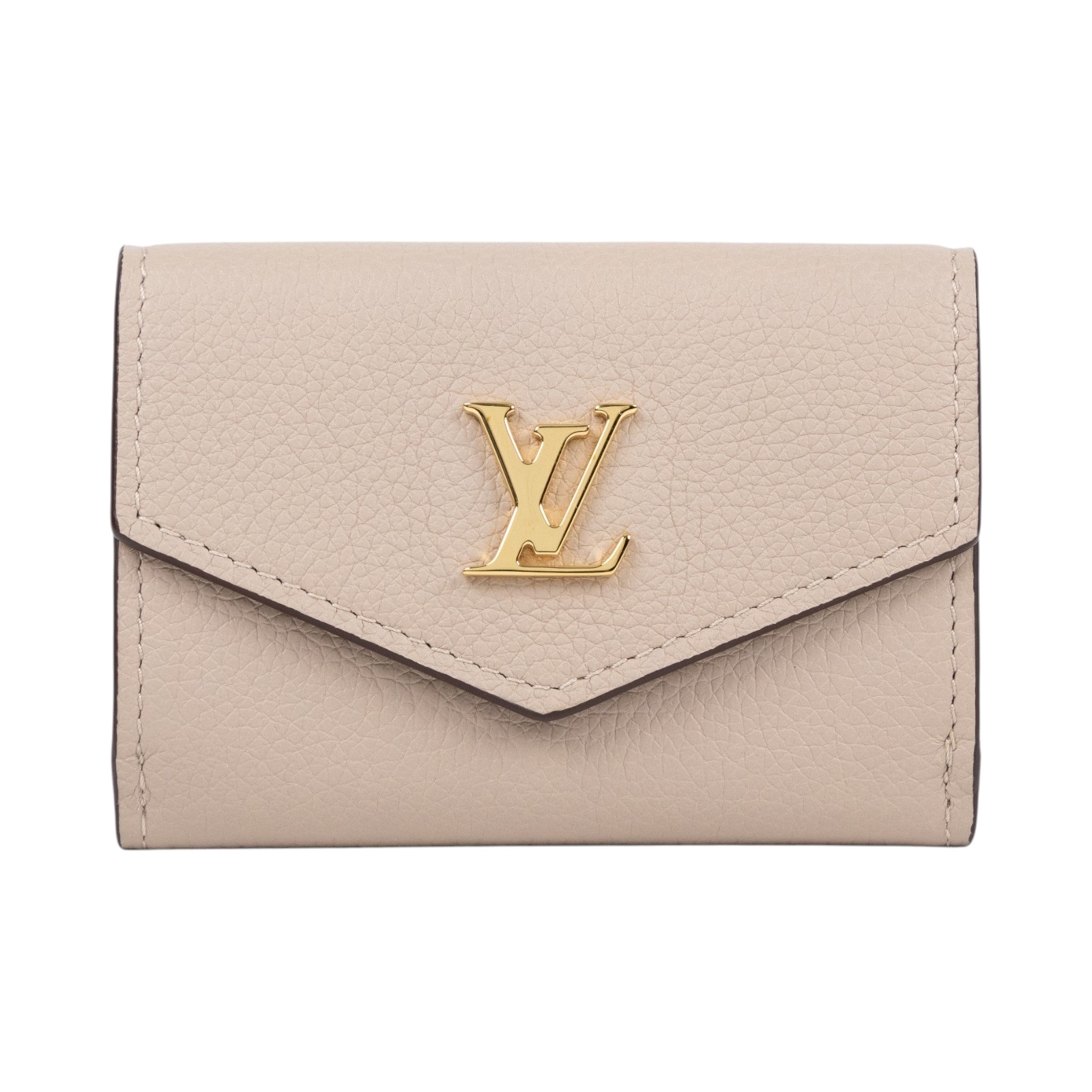 路易威登 LOUIS VUITTON Lockmini 錢包 小牛皮 短夾 灰褐色 M69340 晶片款 灰褐Lockmini 釦式短夾 原廠盒子/防塵袋