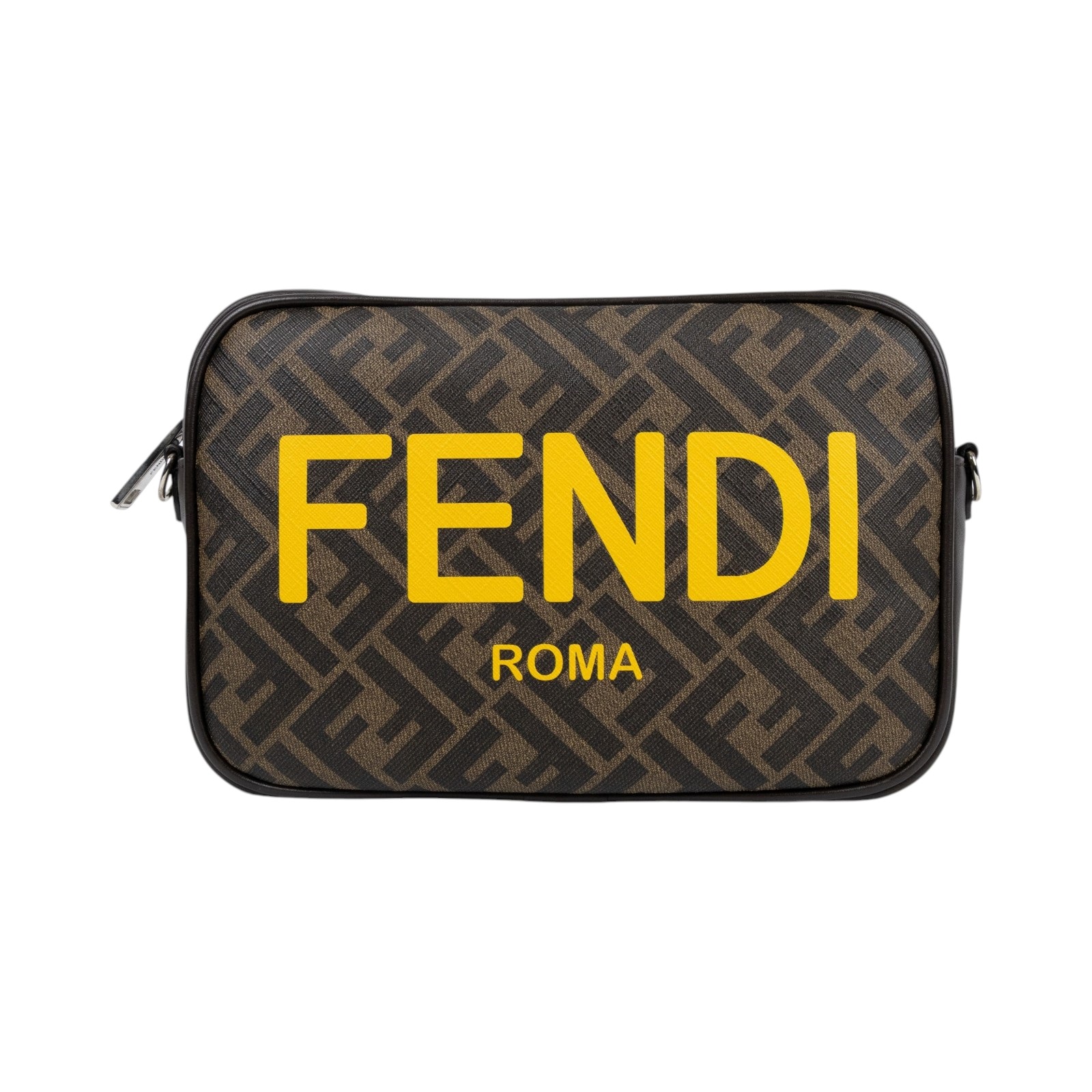 芬迪 FENDI FF ROMA 肩背包 斜背包 7M0286AJJ4 咖色老花黃LOGO相機包 防塵袋/背帶